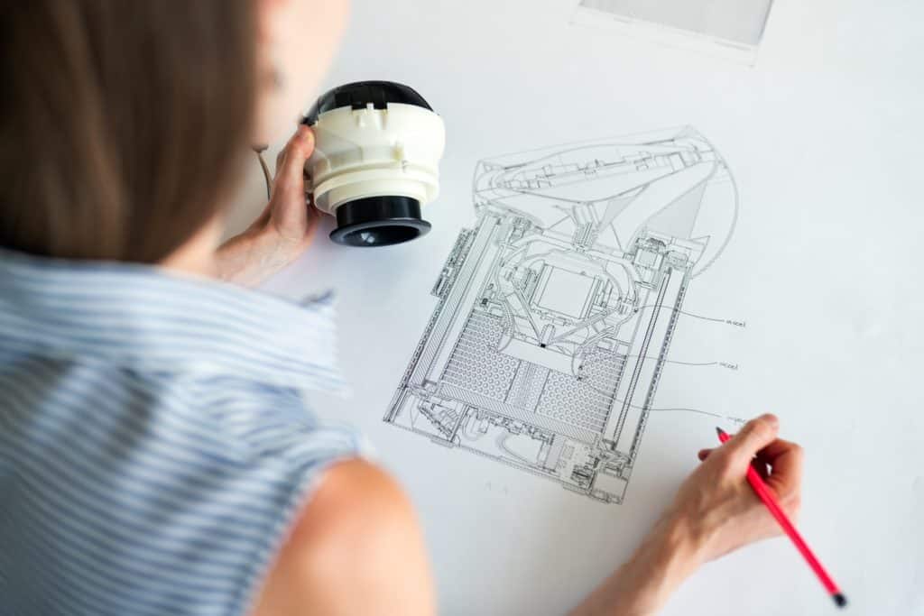 female engineer working on diagram